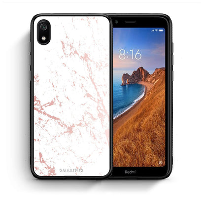 Θήκη Xiaomi Redmi 7A Pink Splash Marble από τη Smartfits με σχέδιο στο πίσω μέρος και μαύρο περίβλημα | Xiaomi Redmi 7A Pink Splash Marble case with colorful back and black bezels