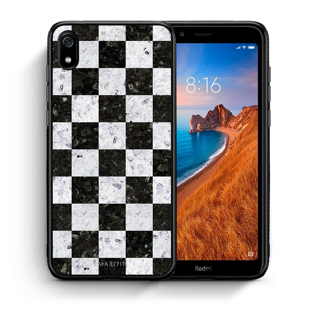 Θήκη Xiaomi Redmi 7A Square Geometric Marble από τη Smartfits με σχέδιο στο πίσω μέρος και μαύρο περίβλημα | Xiaomi Redmi 7A Square Geometric Marble case with colorful back and black bezels