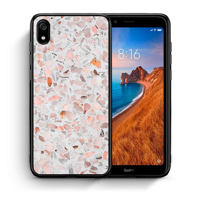 Θήκη Xiaomi Redmi 7A Marble Terrazzo από τη Smartfits με σχέδιο στο πίσω μέρος και μαύρο περίβλημα | Xiaomi Redmi 7A Marble Terrazzo case with colorful back and black bezels