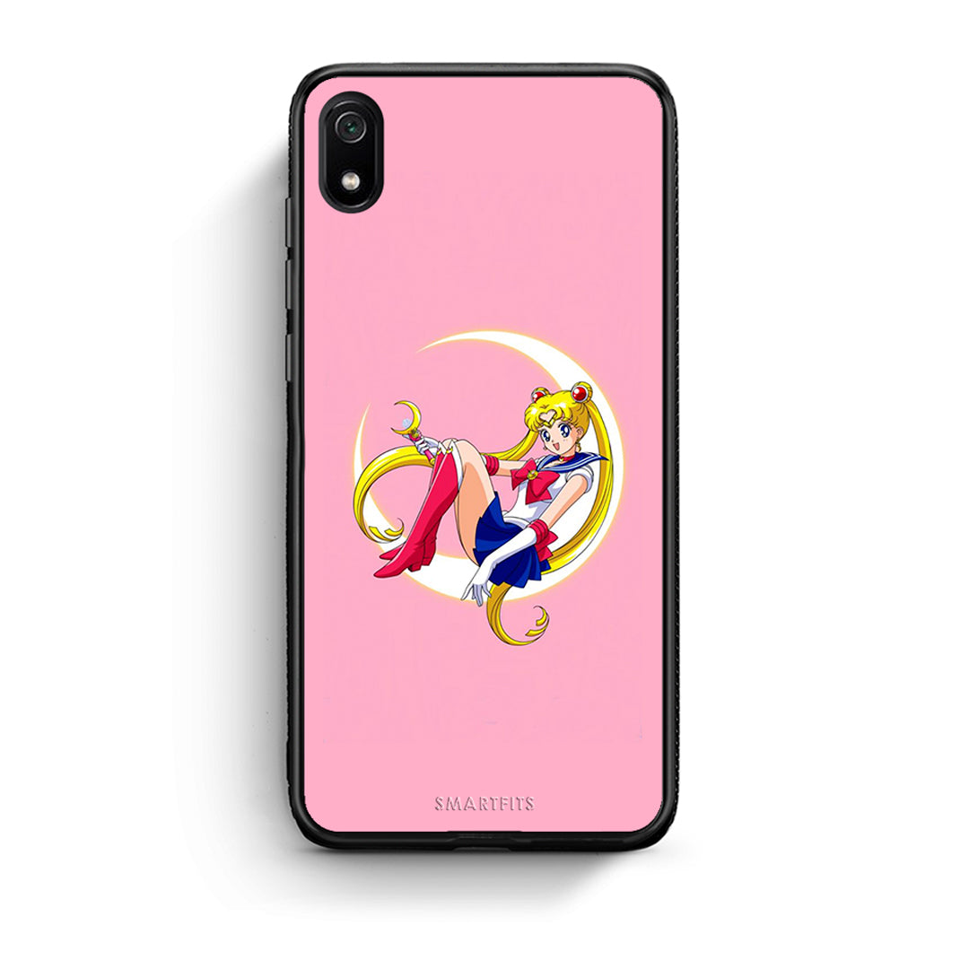 Xiaomi Redmi 7A Moon Girl θήκη από τη Smartfits με σχέδιο στο πίσω μέρος και μαύρο περίβλημα | Smartphone case with colorful back and black bezels by Smartfits