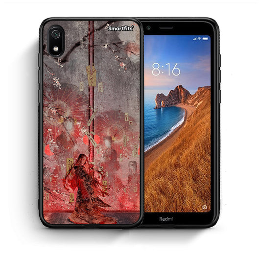 Θήκη Xiaomi Redmi 7A Nezuko Kamado από τη Smartfits με σχέδιο στο πίσω μέρος και μαύρο περίβλημα | Xiaomi Redmi 7A Nezuko Kamado case with colorful back and black bezels