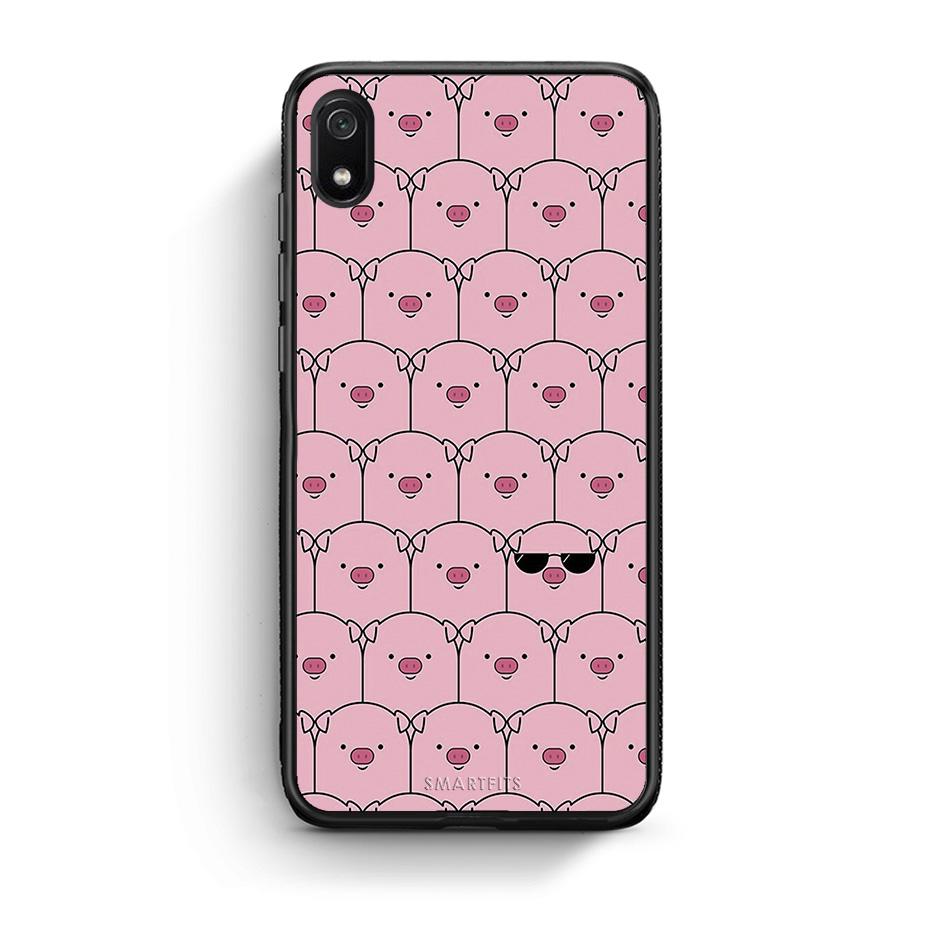 Xiaomi Redmi 7A Pig Glasses θήκη από τη Smartfits με σχέδιο στο πίσω μέρος και μαύρο περίβλημα | Smartphone case with colorful back and black bezels by Smartfits