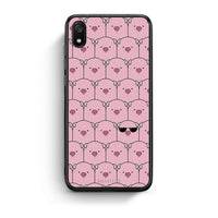 Thumbnail for Xiaomi Redmi 7A Pig Glasses θήκη από τη Smartfits με σχέδιο στο πίσω μέρος και μαύρο περίβλημα | Smartphone case with colorful back and black bezels by Smartfits