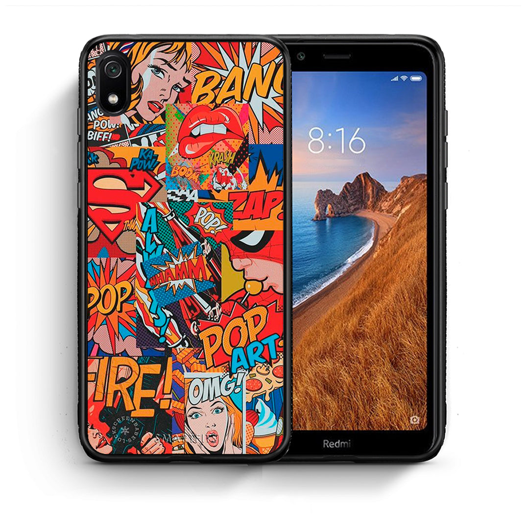Θήκη Xiaomi Redmi 7A PopArt OMG από τη Smartfits με σχέδιο στο πίσω μέρος και μαύρο περίβλημα | Xiaomi Redmi 7A PopArt OMG case with colorful back and black bezels