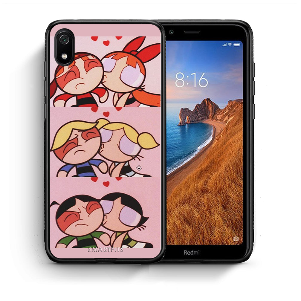 Θήκη Αγίου Βαλεντίνου Xiaomi Redmi 7A Puff Love από τη Smartfits με σχέδιο στο πίσω μέρος και μαύρο περίβλημα | Xiaomi Redmi 7A Puff Love case with colorful back and black bezels
