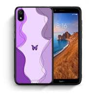 Thumbnail for Θήκη Αγίου Βαλεντίνου Xiaomi Redmi 7A Purple Mariposa από τη Smartfits με σχέδιο στο πίσω μέρος και μαύρο περίβλημα | Xiaomi Redmi 7A Purple Mariposa case with colorful back and black bezels