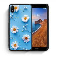 Thumbnail for Θήκη Xiaomi Redmi 7A Real Daisies από τη Smartfits με σχέδιο στο πίσω μέρος και μαύρο περίβλημα | Xiaomi Redmi 7A Real Daisies case with colorful back and black bezels