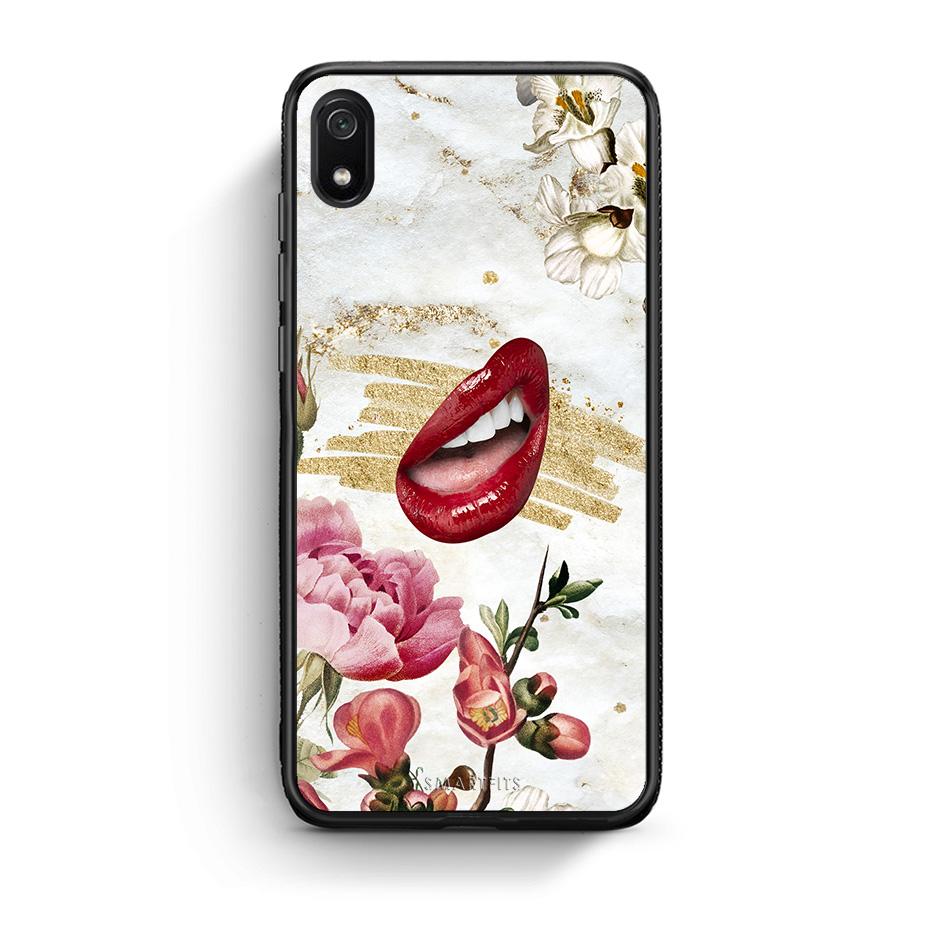 Xiaomi Redmi 7A Red Lips θήκη από τη Smartfits με σχέδιο στο πίσω μέρος και μαύρο περίβλημα | Smartphone case with colorful back and black bezels by Smartfits