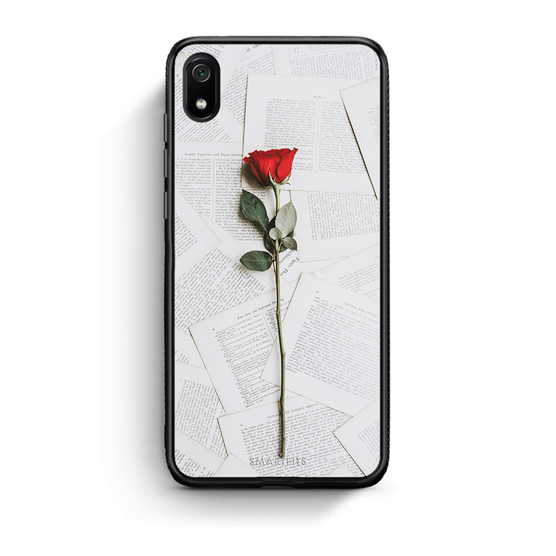 Xiaomi Redmi 7A Red Rose θήκη από τη Smartfits με σχέδιο στο πίσω μέρος και μαύρο περίβλημα | Smartphone case with colorful back and black bezels by Smartfits