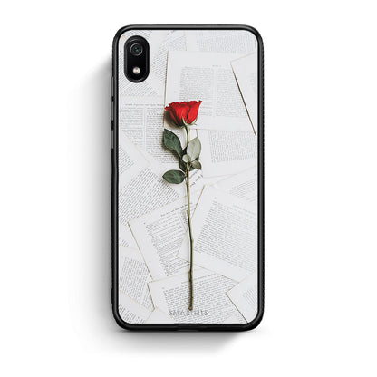 Xiaomi Redmi 7A Red Rose θήκη από τη Smartfits με σχέδιο στο πίσω μέρος και μαύρο περίβλημα | Smartphone case with colorful back and black bezels by Smartfits