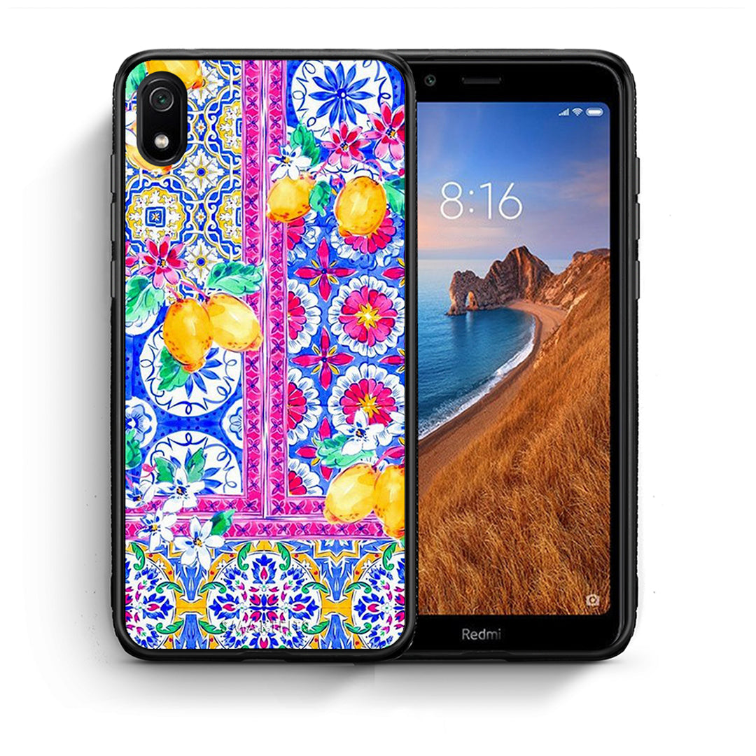 Θήκη Xiaomi Redmi 7A Retro Spring από τη Smartfits με σχέδιο στο πίσω μέρος και μαύρο περίβλημα | Xiaomi Redmi 7A Retro Spring case with colorful back and black bezels