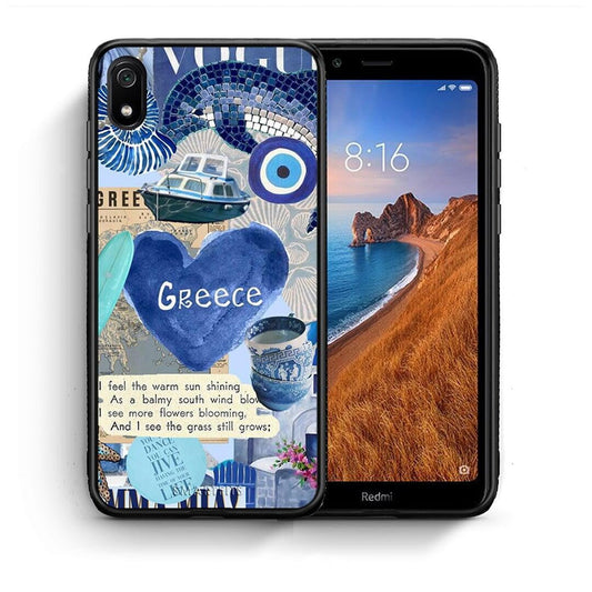 Θήκη Xiaomi Redmi 7A Summer In Greece από τη Smartfits με σχέδιο στο πίσω μέρος και μαύρο περίβλημα | Xiaomi Redmi 7A Summer In Greece case with colorful back and black bezels