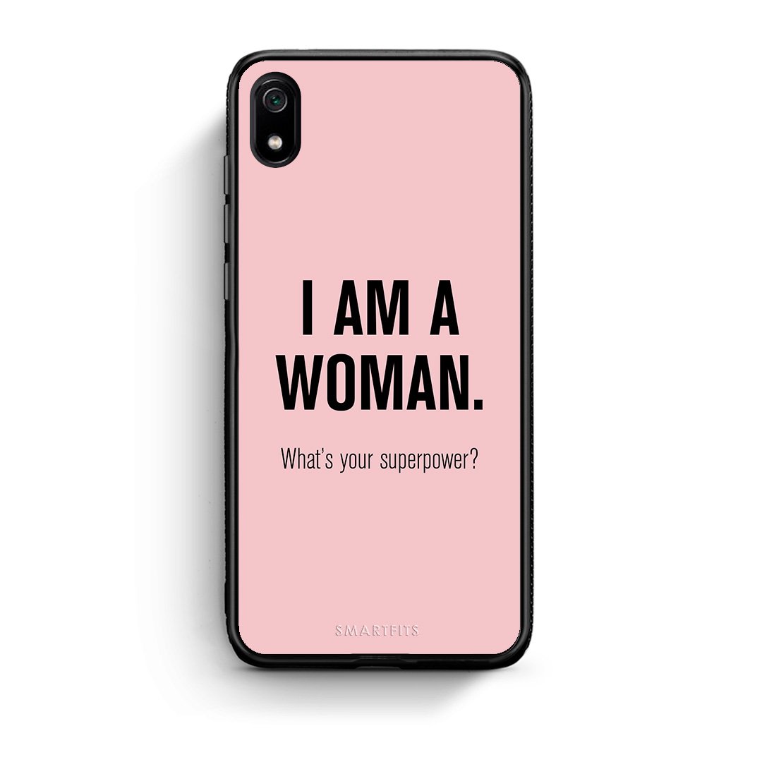 Xiaomi Redmi 7A Superpower Woman θήκη από τη Smartfits με σχέδιο στο πίσω μέρος και μαύρο περίβλημα | Smartphone case with colorful back and black bezels by Smartfits