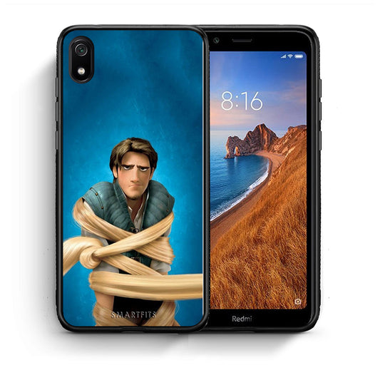 Θήκη Αγίου Βαλεντίνου Xiaomi Redmi 7A Tangled 1 από τη Smartfits με σχέδιο στο πίσω μέρος και μαύρο περίβλημα | Xiaomi Redmi 7A Tangled 1 case with colorful back and black bezels