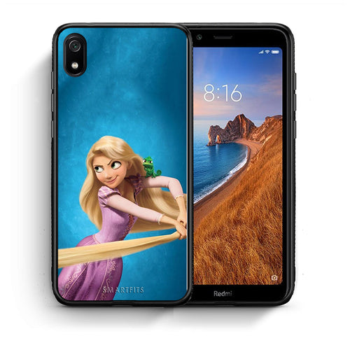 Θήκη Αγίου Βαλεντίνου Xiaomi Redmi 7A Tangled 2 από τη Smartfits με σχέδιο στο πίσω μέρος και μαύρο περίβλημα | Xiaomi Redmi 7A Tangled 2 case with colorful back and black bezels