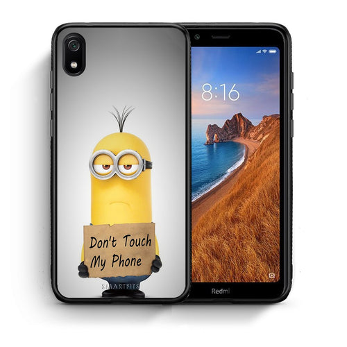 Θήκη Xiaomi Redmi 7A Minion Text από τη Smartfits με σχέδιο στο πίσω μέρος και μαύρο περίβλημα | Xiaomi Redmi 7A Minion Text case with colorful back and black bezels