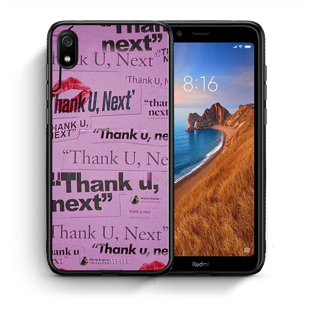 Θήκη Αγίου Βαλεντίνου Xiaomi Redmi 7A Thank You Next από τη Smartfits με σχέδιο στο πίσω μέρος και μαύρο περίβλημα | Xiaomi Redmi 7A Thank You Next case with colorful back and black bezels