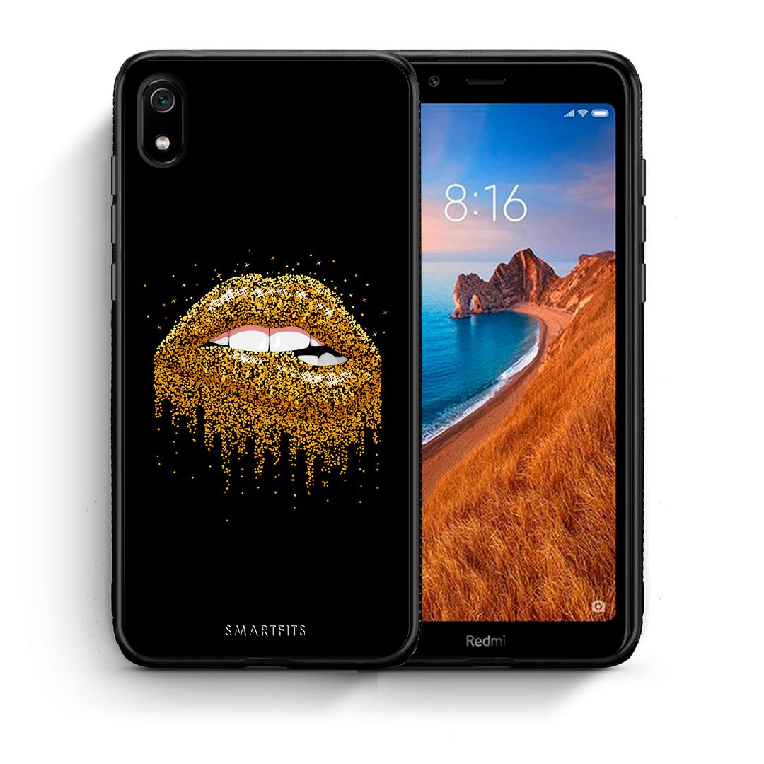 Θήκη Xiaomi Redmi 7A Golden Valentine από τη Smartfits με σχέδιο στο πίσω μέρος και μαύρο περίβλημα | Xiaomi Redmi 7A Golden Valentine case with colorful back and black bezels