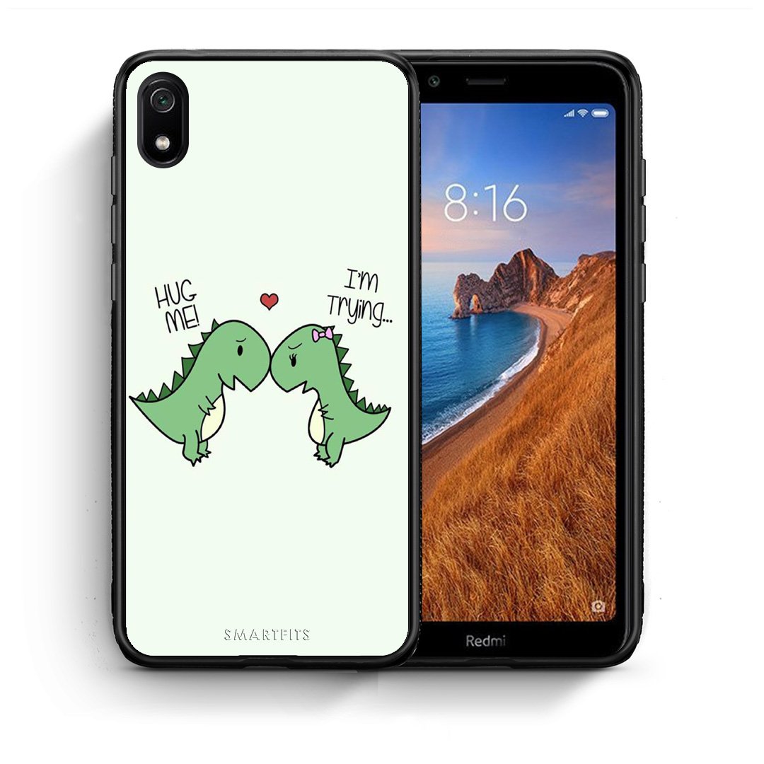Θήκη Xiaomi Redmi 7A Rex Valentine από τη Smartfits με σχέδιο στο πίσω μέρος και μαύρο περίβλημα | Xiaomi Redmi 7A Rex Valentine case with colorful back and black bezels
