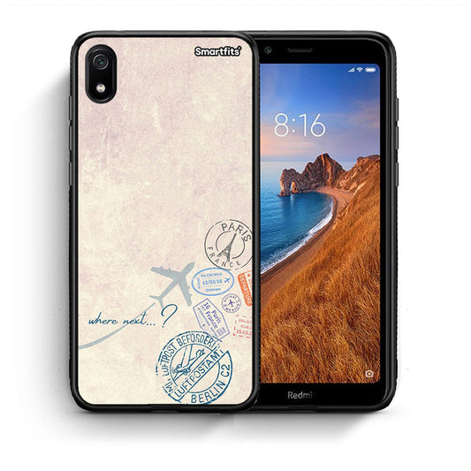 Θήκη Xiaomi Redmi 7A Where Next από τη Smartfits με σχέδιο στο πίσω μέρος και μαύρο περίβλημα | Xiaomi Redmi 7A Where Next case with colorful back and black bezels