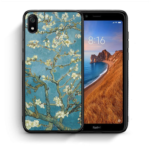 Θήκη Xiaomi Redmi 7A White Blossoms από τη Smartfits με σχέδιο στο πίσω μέρος και μαύρο περίβλημα | Xiaomi Redmi 7A White Blossoms case with colorful back and black bezels
