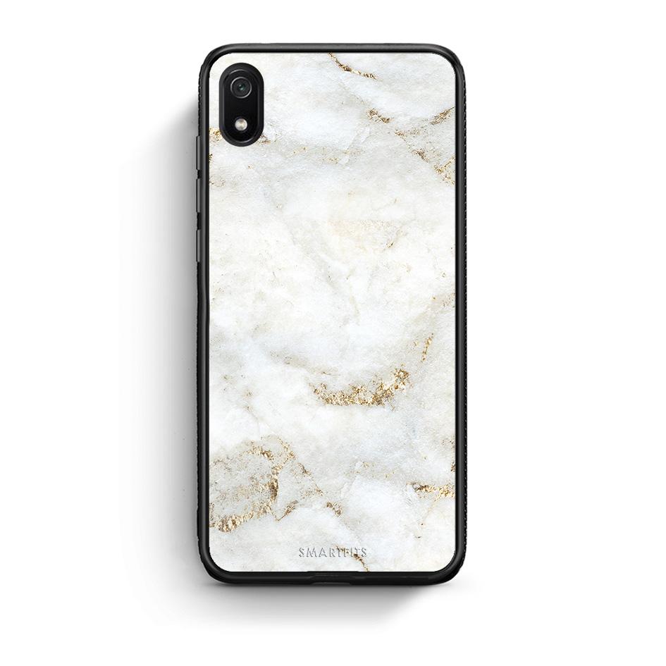 Xiaomi Redmi 7A White Gold Marble θήκη από τη Smartfits με σχέδιο στο πίσω μέρος και μαύρο περίβλημα | Smartphone case with colorful back and black bezels by Smartfits