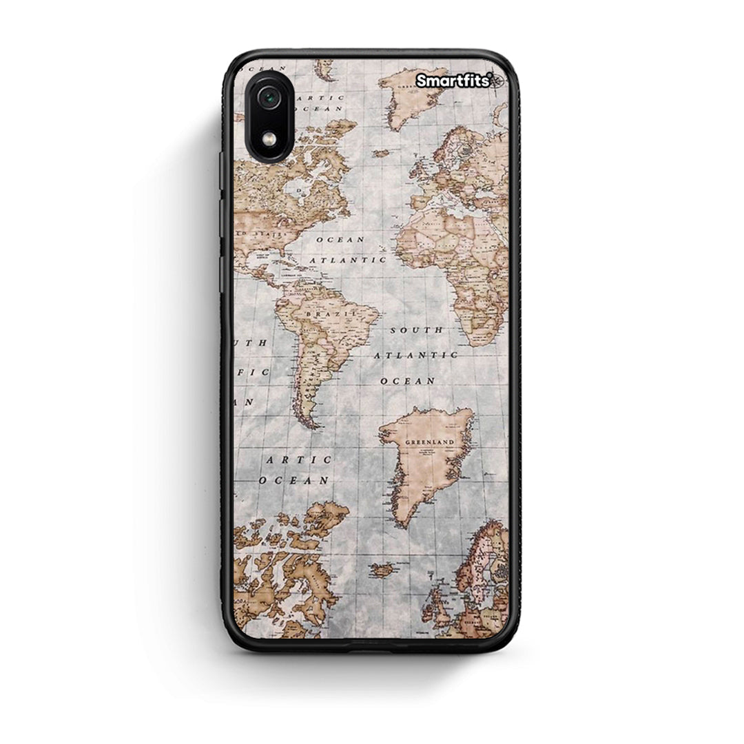 Xiaomi Redmi 7A World Map Θήκη από τη Smartfits με σχέδιο στο πίσω μέρος και μαύρο περίβλημα | Smartphone case with colorful back and black bezels by Smartfits