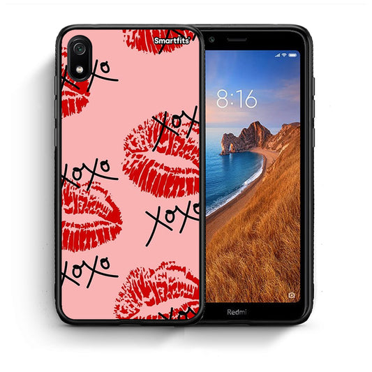 Θήκη Xiaomi Redmi 7A XOXO Lips από τη Smartfits με σχέδιο στο πίσω μέρος και μαύρο περίβλημα | Xiaomi Redmi 7A XOXO Lips case with colorful back and black bezels