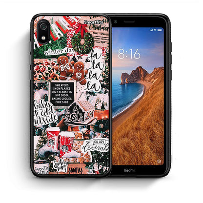 Θήκη Xiaomi Redmi 7A Xmas Habbits από τη Smartfits με σχέδιο στο πίσω μέρος και μαύρο περίβλημα | Xiaomi Redmi 7A Xmas Habbits case with colorful back and black bezels