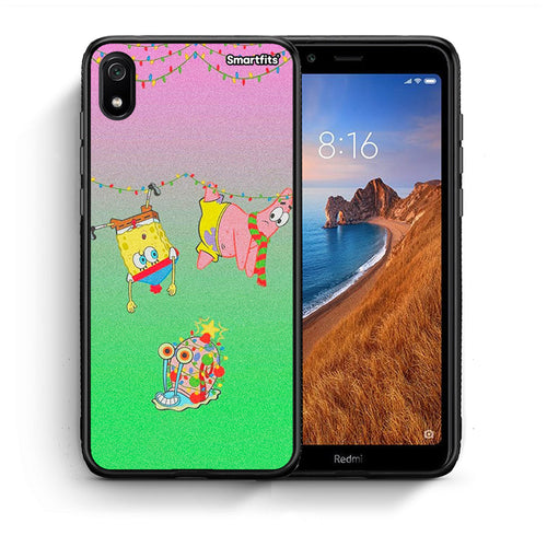Θήκη Xiaomi Redmi 7A Xmas Lights από τη Smartfits με σχέδιο στο πίσω μέρος και μαύρο περίβλημα | Xiaomi Redmi 7A Xmas Lights case with colorful back and black bezels