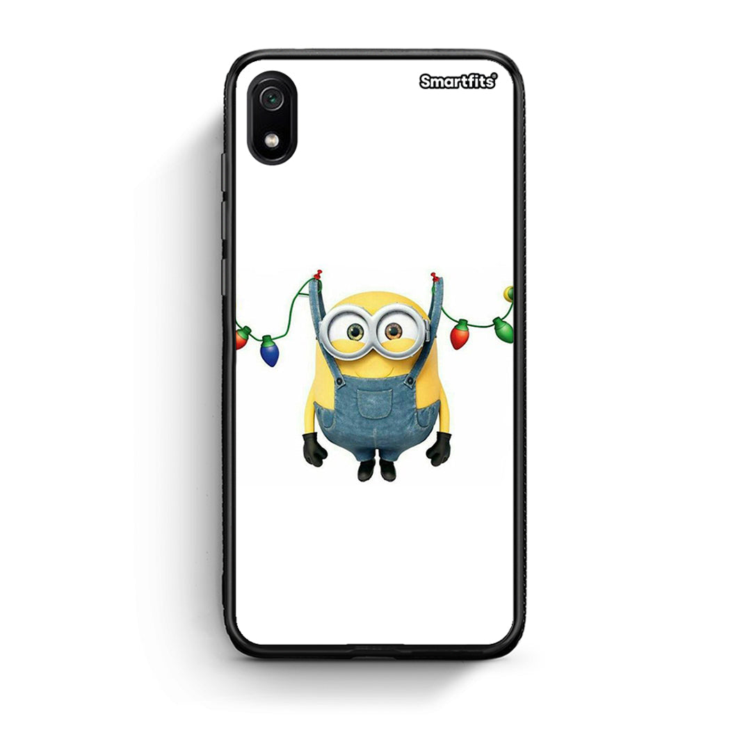 Xiaomi Redmi 7A Xmas Minion Lights θήκη από τη Smartfits με σχέδιο στο πίσω μέρος και μαύρο περίβλημα | Smartphone case with colorful back and black bezels by Smartfits
