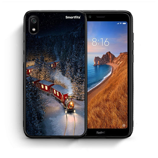 Θήκη Xiaomi Redmi 7A Xmas Train από τη Smartfits με σχέδιο στο πίσω μέρος και μαύρο περίβλημα | Xiaomi Redmi 7A Xmas Train case with colorful back and black bezels