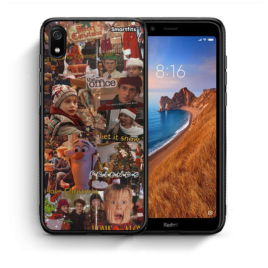 Θήκη Xiaomi Redmi 7A Xmas Wishes από τη Smartfits με σχέδιο στο πίσω μέρος και μαύρο περίβλημα | Xiaomi Redmi 7A Xmas Wishes case with colorful back and black bezels