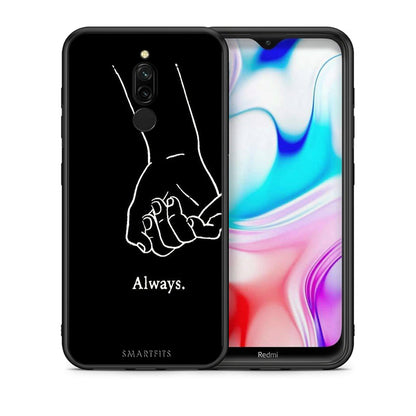 Θήκη Αγίου Βαλεντίνου Xiaomi Redmi 8 Always & Forever 1 από τη Smartfits με σχέδιο στο πίσω μέρος και μαύρο περίβλημα | Xiaomi Redmi 8 Always & Forever 1 case with colorful back and black bezels
