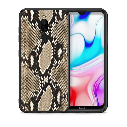 Θήκη Xiaomi Redmi 8 Fashion Snake Animal από τη Smartfits με σχέδιο στο πίσω μέρος και μαύρο περίβλημα | Xiaomi Redmi 8 Fashion Snake Animal case with colorful back and black bezels