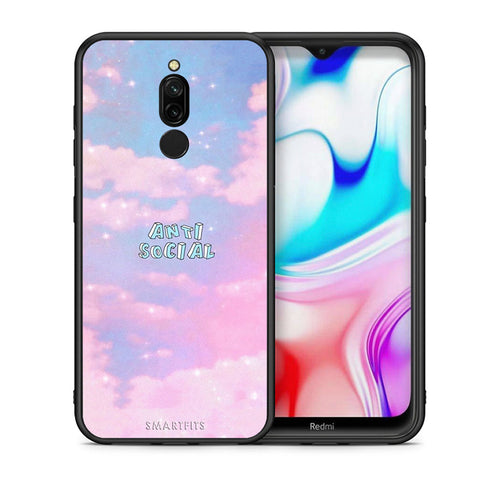 Θήκη Αγίου Βαλεντίνου Xiaomi Redmi 8 Anti Social από τη Smartfits με σχέδιο στο πίσω μέρος και μαύρο περίβλημα | Xiaomi Redmi 8 Anti Social case with colorful back and black bezels