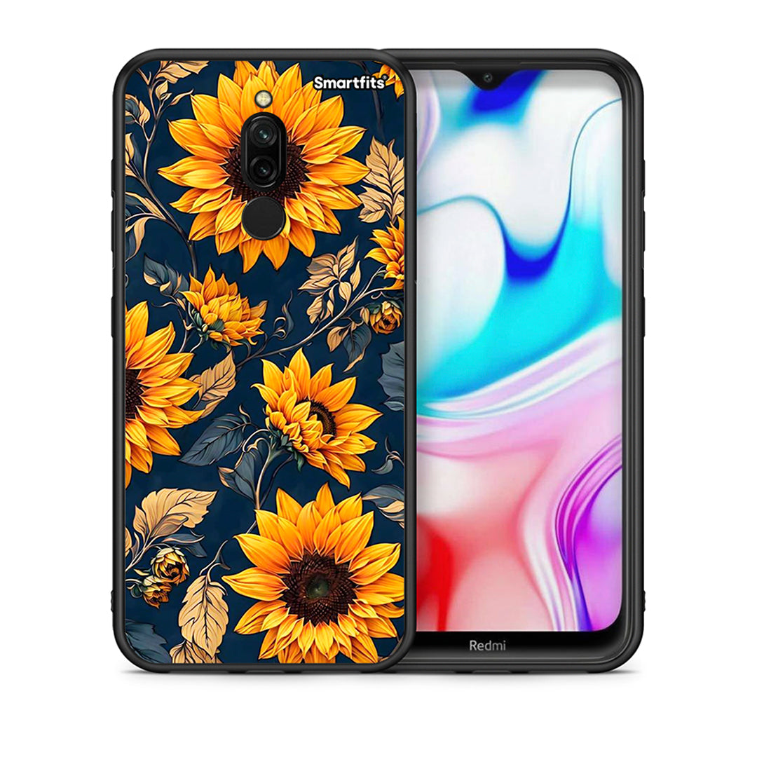 Θήκη Xiaomi Redmi 8 Autumn Sunflowers από τη Smartfits με σχέδιο στο πίσω μέρος και μαύρο περίβλημα | Xiaomi Redmi 8 Autumn Sunflowers case with colorful back and black bezels