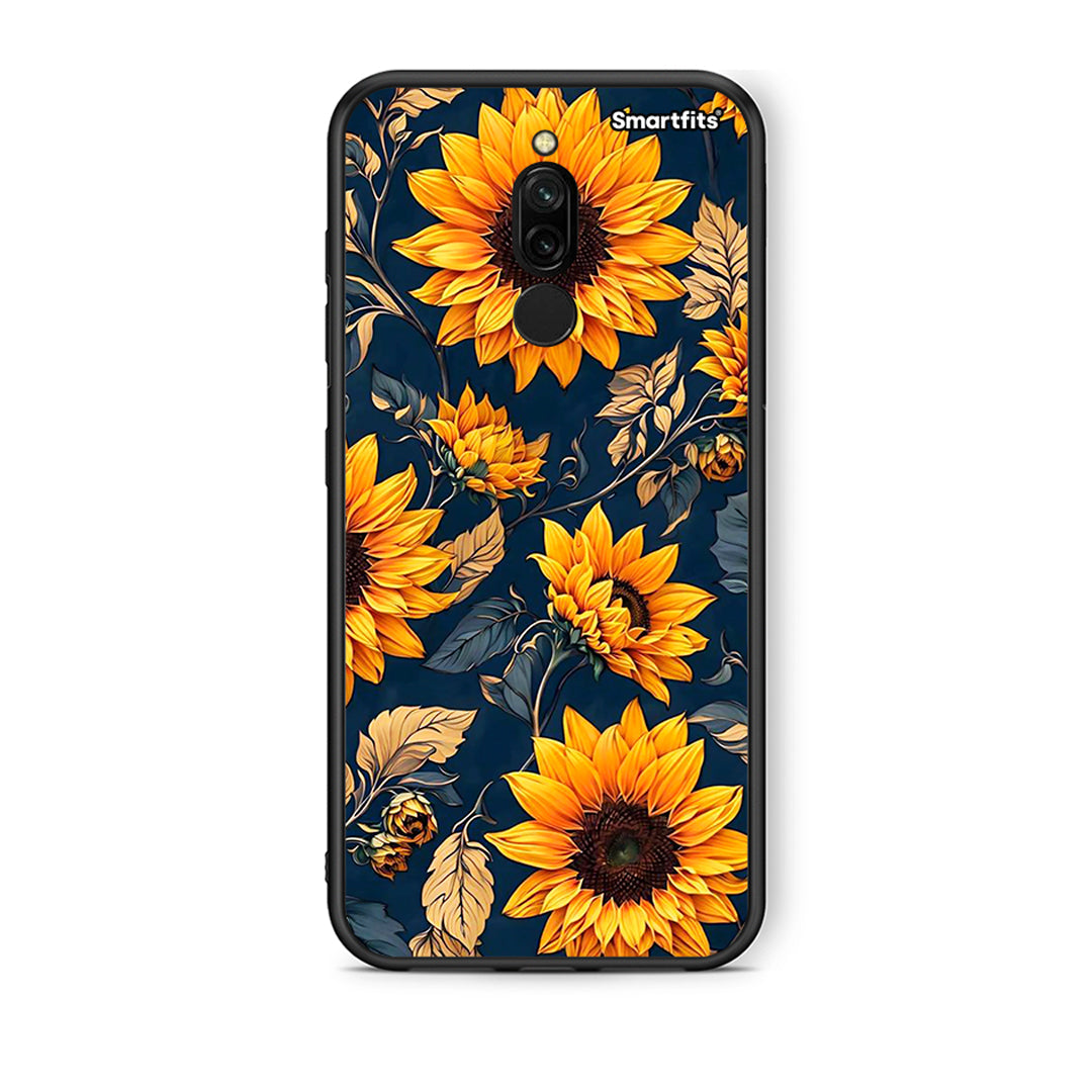 Xiaomi Redmi 8 Autumn Sunflowers Θήκη από τη Smartfits με σχέδιο στο πίσω μέρος και μαύρο περίβλημα | Smartphone case with colorful back and black bezels by Smartfits
