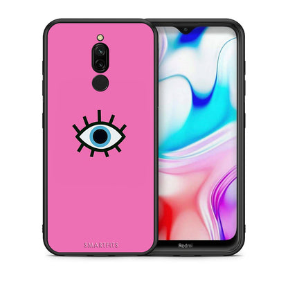 Θήκη Xiaomi Redmi 8 Blue Eye Pink από τη Smartfits με σχέδιο στο πίσω μέρος και μαύρο περίβλημα | Xiaomi Redmi 8 Blue Eye Pink case with colorful back and black bezels