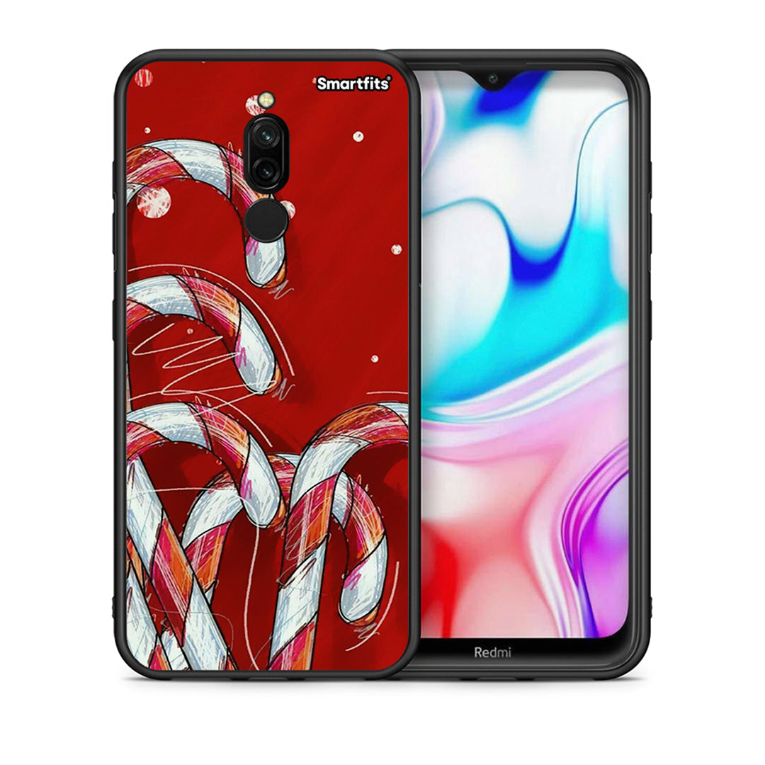 Θήκη Xiaomi Redmi 8 Candy Cane από τη Smartfits με σχέδιο στο πίσω μέρος και μαύρο περίβλημα | Xiaomi Redmi 8 Candy Cane case with colorful back and black bezels