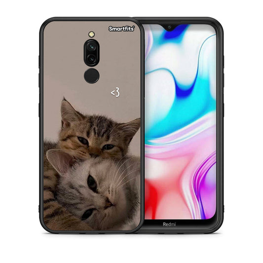 Θήκη Xiaomi Redmi 8 Cats In Love από τη Smartfits με σχέδιο στο πίσω μέρος και μαύρο περίβλημα | Xiaomi Redmi 8 Cats In Love case with colorful back and black bezels
