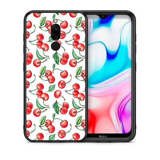 Θήκη Xiaomi Redmi 8 Cherry Summer από τη Smartfits με σχέδιο στο πίσω μέρος και μαύρο περίβλημα | Xiaomi Redmi 8 Cherry Summer case with colorful back and black bezels