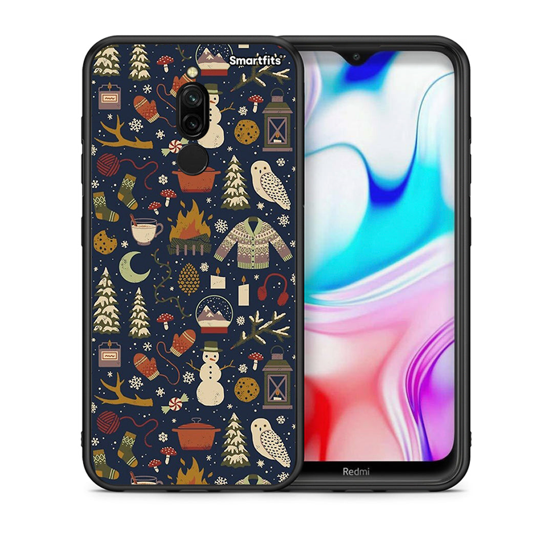 Θήκη Xiaomi Redmi 8 Christmas Elements από τη Smartfits με σχέδιο στο πίσω μέρος και μαύρο περίβλημα | Xiaomi Redmi 8 Christmas Elements case with colorful back and black bezels