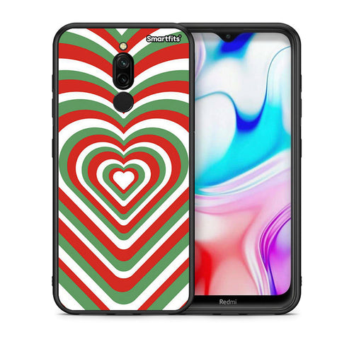 Θήκη Xiaomi Redmi 8 Christmas Hearts από τη Smartfits με σχέδιο στο πίσω μέρος και μαύρο περίβλημα | Xiaomi Redmi 8 Christmas Hearts case with colorful back and black bezels