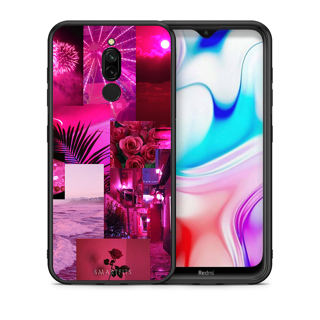 Θήκη Αγίου Βαλεντίνου Xiaomi Redmi 8 Collage Red Roses από τη Smartfits με σχέδιο στο πίσω μέρος και μαύρο περίβλημα | Xiaomi Redmi 8 Collage Red Roses case with colorful back and black bezels