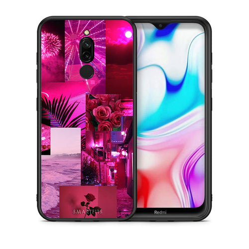 Θήκη Αγίου Βαλεντίνου Xiaomi Redmi 8 Collage Red Roses από τη Smartfits με σχέδιο στο πίσω μέρος και μαύρο περίβλημα | Xiaomi Redmi 8 Collage Red Roses case with colorful back and black bezels