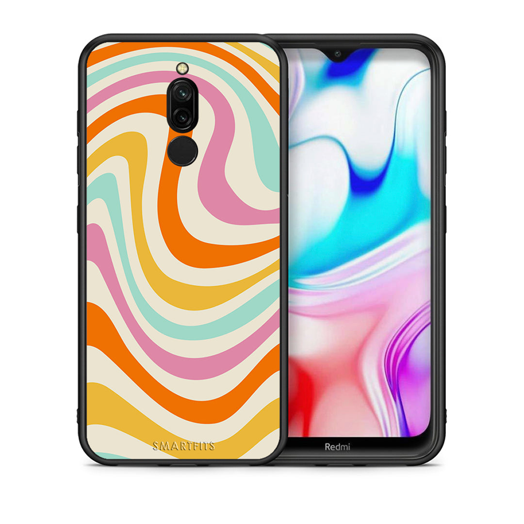 Θήκη Xiaomi Redmi 8 Colourful Waves από τη Smartfits με σχέδιο στο πίσω μέρος και μαύρο περίβλημα | Xiaomi Redmi 8 Colourful Waves case with colorful back and black bezels