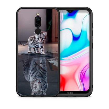 Θήκη Xiaomi Redmi 8 Tiger Cute από τη Smartfits με σχέδιο στο πίσω μέρος και μαύρο περίβλημα | Xiaomi Redmi 8 Tiger Cute case with colorful back and black bezels