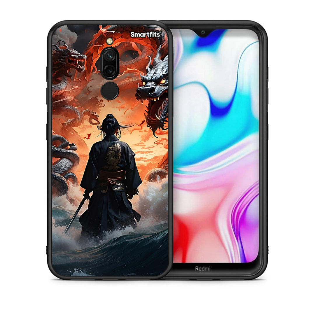 Θήκη Xiaomi Redmi 8 Dragons Fight από τη Smartfits με σχέδιο στο πίσω μέρος και μαύρο περίβλημα | Xiaomi Redmi 8 Dragons Fight case with colorful back and black bezels