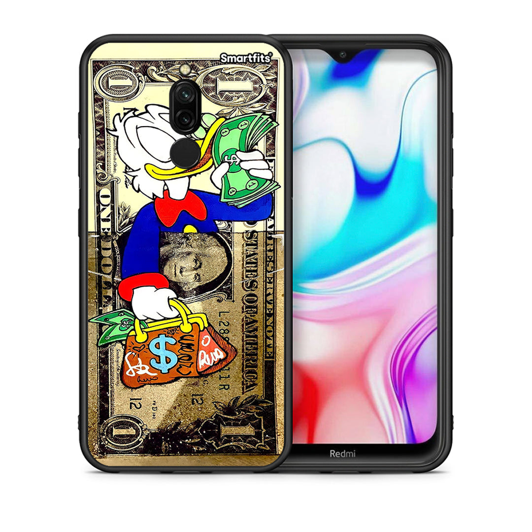 Θήκη Xiaomi Redmi 8 Duck Money από τη Smartfits με σχέδιο στο πίσω μέρος και μαύρο περίβλημα | Xiaomi Redmi 8 Duck Money case with colorful back and black bezels